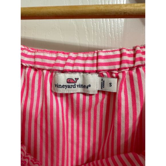Vineyard Vines oxford stripe off shoulder top‎ bright coral size Small - Picture 3 of 5
